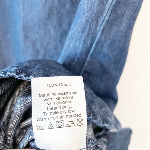 J. CREW FACTORY Chambray Ruffle Tie Sleeve Mini Dress - Picture 11 of 11
